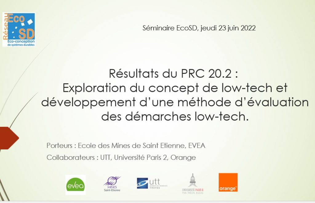 L’Institut Fayol fait le bilan du projet « Viabilité des low-tech » au séminaire EcoSD